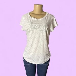 Aeropostale Women's Cream Graphic Tee